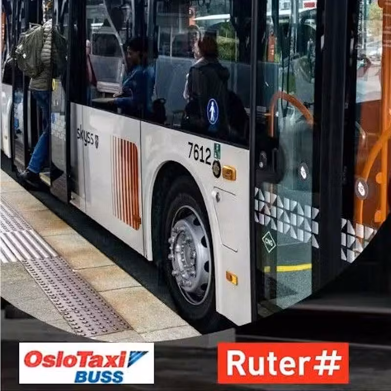White bus illustration contract award Follo, OsloTaxi buss and Ruter logo implemented