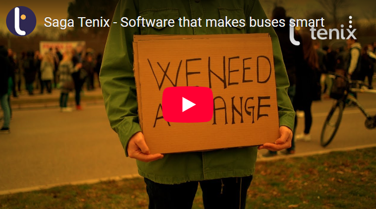 Person holding a We need change sign.