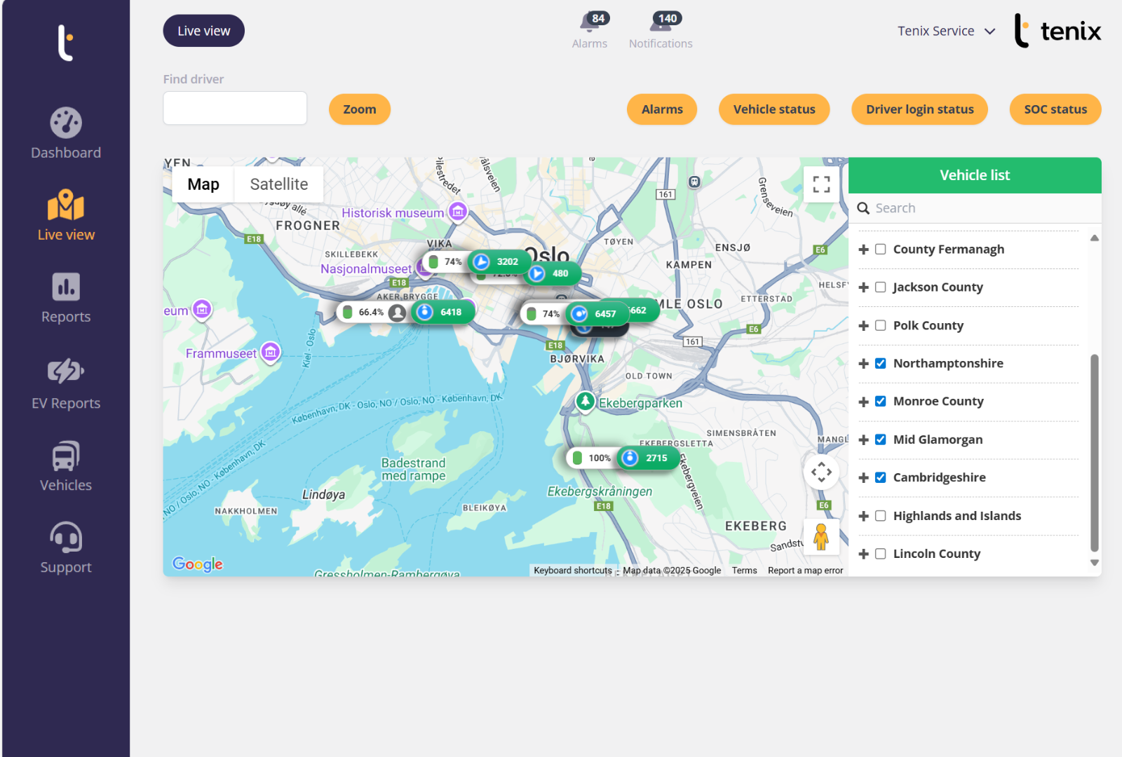Tenix Fleet combines live maps, driver benchmarking, and compliance tools in one system.