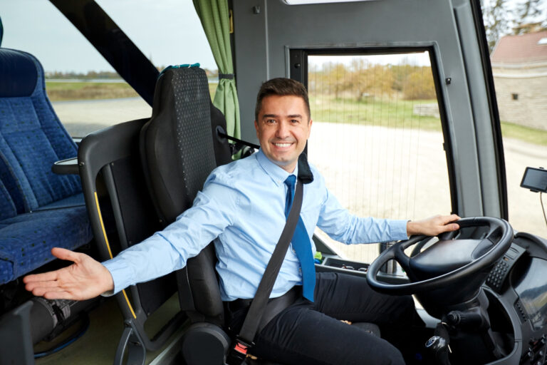 Bus driver on a bus that benefits from digital tachograph data.