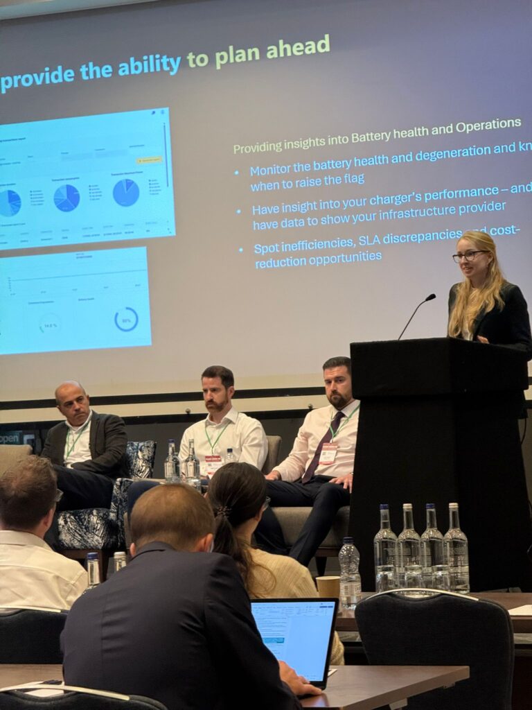 Caroline Kverne on stage at Clean Buses UK