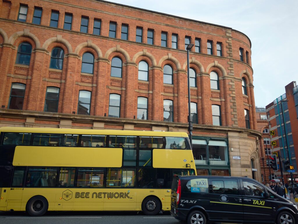 Bus on a Manchester City Street