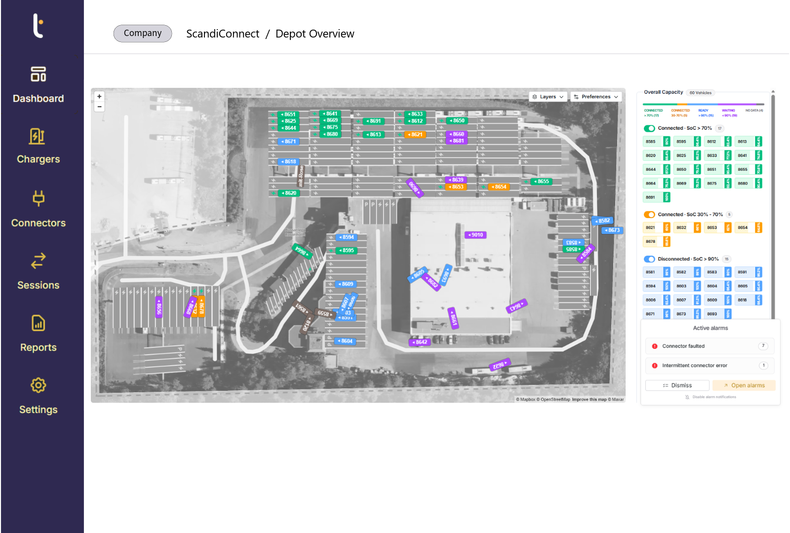 Depot Parking Management in Tenix Charge